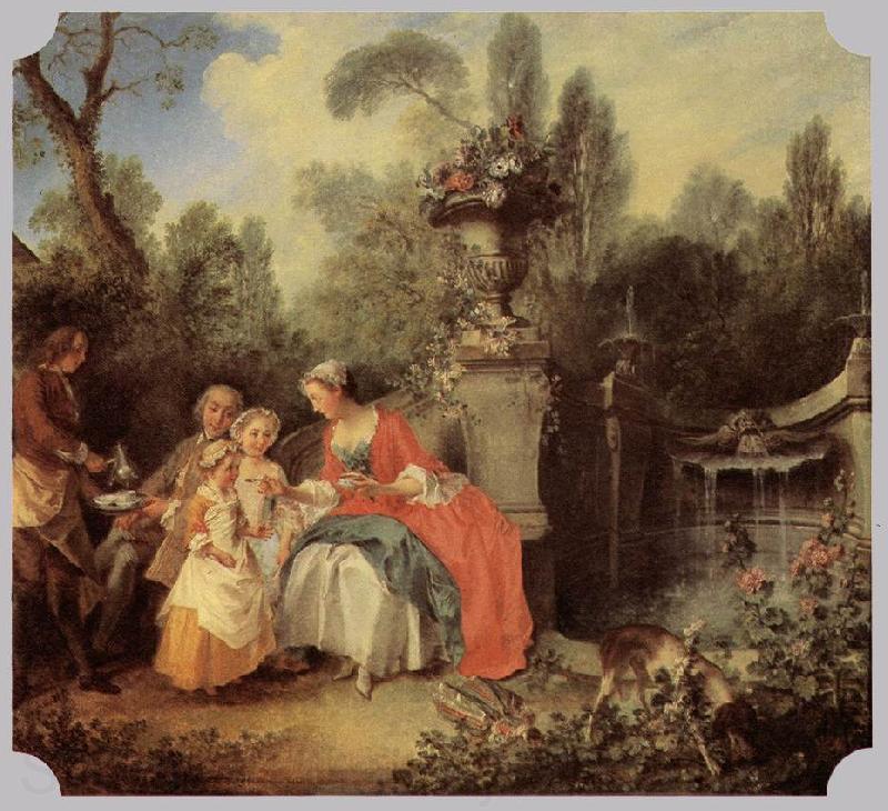 Nicolas Lancret Lady Gentleman with two Girls and Servant Norge oil painting art